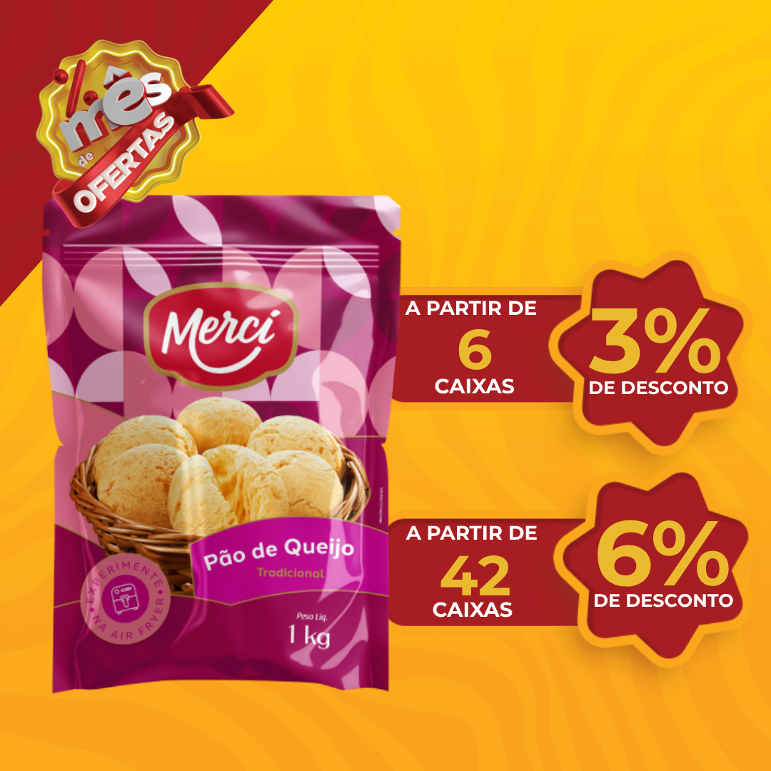 P&atilde;o de Queijo Tradicional Cong 1kg - Merc&iacute;